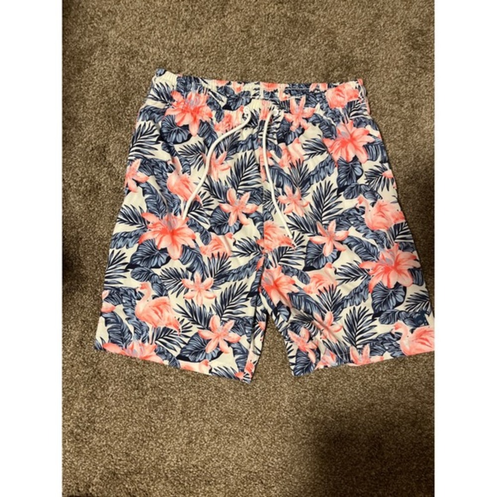 Caribbean Joe Mens Flamingo Floral Swim Trunks Shorts Beach‎ Vacation Size M